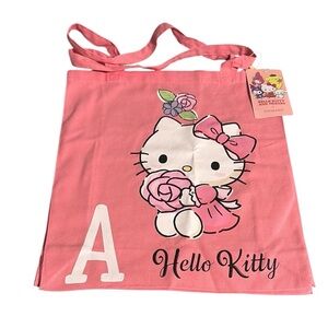 Hello Kitty x Primark Pink Monogram Letter A Canvas Tote Bag Sanrio NEW